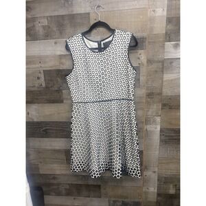 J.Crew Black & White Eyelet Dress Size 14 Ladies Midi Sleeveless
